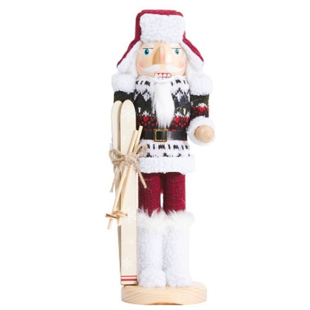 Wooden Christmas Nutcracker, 14", SANTA IN WINTER HAT WITH SNOWBOARD/SKIS, MAR